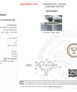 เพชรแท้ CVD เซอร์ IGI น้ำ 100 เกรด SI1 VG G G N 0.36 กะรัต (1CER34N)