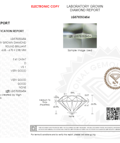 เพชรแท้ CVD เซอร์ IGI น้ำ 100 เกรด VS1 VG VG G N 0.41 กะรัต (1CER35N)