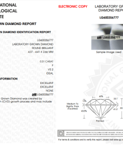 เพชรแท้ Lab Grown Diamond 0.31 กะรัต น้ำ 98 เกรด VS2 H&A EX EX N พร้อมเซอร์ IGI (1CER267)