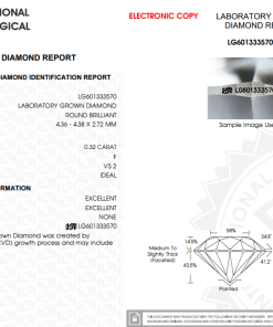 เพชรแท้ Lab Grown Diamond 0.32 กะรัต น้ำ 98 เกรด VS2 H&A EX EX N พร้อมเซอร์ IGI (1CER268)