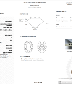 เพชรแท้ Lab Grown Diamond 2.00 กะรัต น้ำ 98 เกรด VS2 EX EX N พร้อมเซอร์ IGI (1CER314)