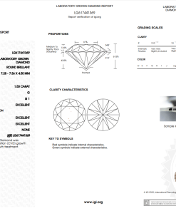 เพชรแท้ Lab Grown Diamond 1.50 กะรัต น้ำ 97 เกรด SI1 EX EX EX N พร้อมเซอร์ IGI (1CER374)