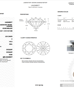 เพชรแท้ Lab Grown Diamond 2.03 กะรัต น้ำ 100 เกรด VVS2 H&A EX EX N พร้อมเซอร์ IGI (1CER377)