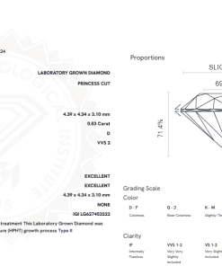 เพชรแท้ Lab Grown Diamond 0.53 กะรัต น้ำ 100 เกรด VVS2 EX EX N พร้อมเซอร์ IGI (1CER613)