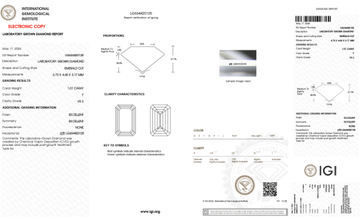 เพชรแท้ Lab Grown Diamond 1.01 กะรัต น้ำ 98 เกรด VS2 EX EX N พร้อมเซอร์ IGI (1CER621)