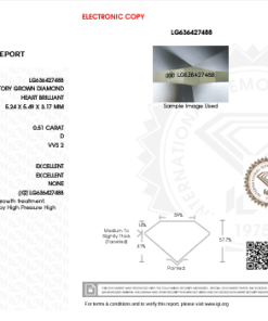 เพชรแท้ Lab Grown Diamond 0.51 กะรัต น้ำ 100 เกรด VVS2 EX EX N พร้อมเซอร์ IGI (1CER629)