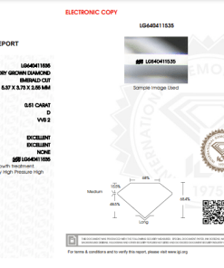 เพชรแท้ Lab Grown Diamond 0.51 กะรัต น้ำ 100 เกรด VVS2 EX EX N พร้อมเซอร์ IGI (1CER749)