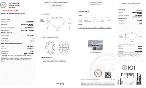 เพชรแท้ Lab Grown Diamond 1.01 กะรัต น้ำ 100 เกรด VVS2 EX EX N พร้อมเซอร์ IGI (1CER759)