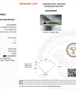 เพชรแท้ Lab Grown Diamond 0.56 กะรัต น้ำ 98 เกรด VS2 EX EX N พร้อมเซอร์ IGI (1CER760)