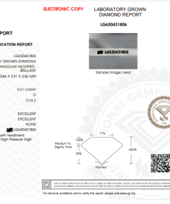 เพชรแท้ Lab Grown Diamond 0.51 กะรัต น้ำ 100 เกรด VVS2 EX EX N พร้อมเซอร์ IGI (1CER768)