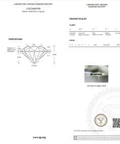 เพชรแท้ Lab Grown Diamond 1.02 กะรัต น้ำ 100 เกรด VVS2 H&A EX EX N พร้อมเซอร์ IGI (1CER820)