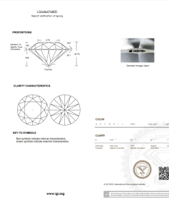 เพชรแท้ Lab Grown Diamond 1.00 กะรัต น้ำ 100 เกรด VVS2 EX EX EX N พร้อมเซอร์ IGI (1CER824)