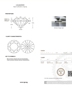 เพชรแท้ Lab Grown Diamond 1.50 กะรัต น้ำ 100 เกรด VVS2 EX EX EX N พร้อมเซอร์ IGI (1CER825)