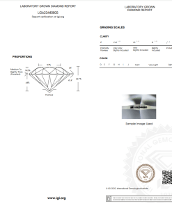 เพชรแท้ Lab Grown Diamond 1.51 กะรัต น้ำ 100 เกรด VVS2 EX EX EX N พร้อมเซอร์ IGI (1CER826)