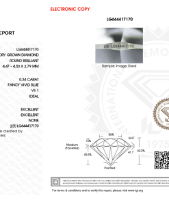 เพชรแท้ Lab Grown Diamond 0.34 กะรัต น้ำ BLUE เกรด VS1 H&A EX EX N พร้อมเซอร์ IGI (1CER846)