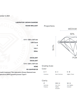 เพชรแท้ Lab Grown Diamond 0.50 กะรัต น้ำ 100 เกรด VVS1 H&A EX EX N พร้อมเซอร์ IGI (1CER827N)