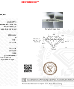 เพชรแท้ Lab Grown Diamond 0.50 กะรัต น้ำ 100 เกรด VVS1 EX EX EX N พร้อมเซอร์ IGI (1CER828N)