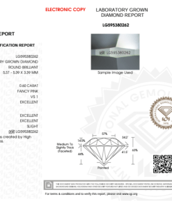 เพชรแท้ Lab Grown Diamond 0.60 กะรัต น้ำ PINK เกรด VS1 EX EX EX SL พร้อมเซอร์ IGI (1CER848)