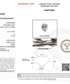 เพชรแท้ Lab Grown Diamond 0.33 กะรัต น้ำ 100 เกรด VVS2 EX EX N พร้อมเซอร์ IGI (1CER972)