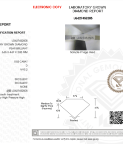 เพชรแท้ Lab Grown Diamond 0.52 กะรัต น้ำ 100 เกรด VVS2 EX EX N พร้อมเซอร์ IGI (1CER971)