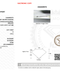 เพชรแท้ Lab Grown Diamond 0.57 กะรัต น้ำ 100 เกรด VVS2 EX EX N พร้อมเซอร์ IGI (1CER992)