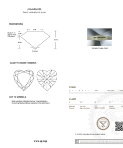 เพชรแท้ Lab Grown Diamond 1.01 กะรัต น้ำ 100 เกรด VVS2 EX EX N พร้อมเซอร์ IGI (1CER967)