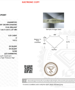 เพชรแท้ Lab Grown Diamond 0.53 กะรัต น้ำ 100 เกรด VVS2 EX EX N พร้อมเซอร์ IGI (1CER984)