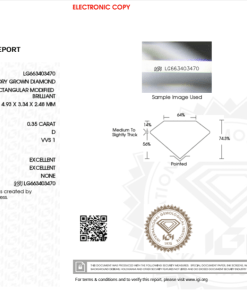 เพชรแท้ Lab Grown Diamond 0.35 กะรัต น้ำ 100 เกรด VVS1 EX EX N พร้อมเซอร์ IGI (1CER994)