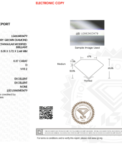 เพชรแท้ Lab Grown Diamond 0.37 กะรัต น้ำ 100 เกรด VVS2 EX EX N พร้อมเซอร์ IGI (1CER995)