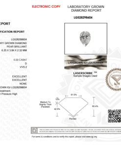 เพชรแท้ Lab Grown Diamond 0.33 กะรัต น้ำ 100 เกรด VVS2 EX EX N พร้อมเซอร์ IGI (1CER973)