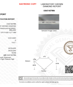 เพชรแท้ Lab Grown Diamond 0.53 กะรัต น้ำ 100 เกรด VVS1 EX EX EX N พร้อมเซอร์ IGI (1CER991)