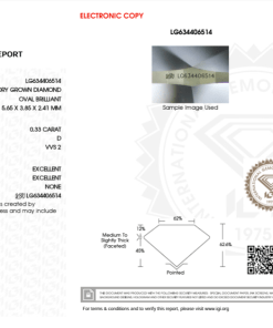 เพชรแท้ Lab Grown Diamond 0.33 กะรัต น้ำ 100 เกรด VVS2 EX EX N พร้อมเซอร์ IGI (1CER986)