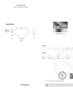 เพชรแท้ Lab Grown Diamond 2.02 กะรัต น้ำ 100 เกรด VVS2 EX EX N พร้อมเซอร์ IGI (1CER1171)