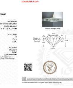 เพชรแท้ Lab Grown Diamond 0.53 กะรัต น้ำ 100 เกรด VVS2 ID EX EX N พร้อมเซอร์ IGI (1CER1243)