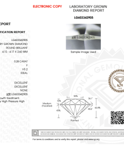 เพชรแท้ Lab Grown Diamond 0.28 กะรัต น้ำ 98 เกรด VS2 ID EX EX N พร้อมเซอร์ IGI (1CER1262)