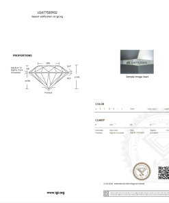 เพชรแท้ Lab Grown Diamond 1.50 กะรัต น้ำ 100 เกรด VVS2 ID EX EX N พร้อมเซอร์ IGI (1CER1290)