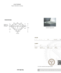 เพชรแท้ Lab Grown Diamond 1.01 กะรัต น้ำ 100 เกรด VVS2 ID EX EX N พร้อมเซอร์ IGI (1CER1297)