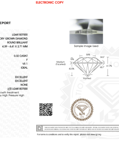 เพชรแท้ Lab Grown Diamond 0.32 กะรัต น้ำ 98 เกรด VS1 ID EX EX N พร้อมเซอร์ IGI (1CER1263)