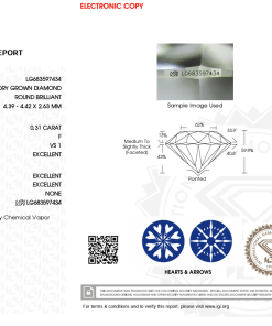 เพชรแท้ Lab Grown Diamond 0.31 กะรัต น้ำ 98 เกรด VS1 EX EX EX N พร้อมเซอร์ IGI (1CER1264)